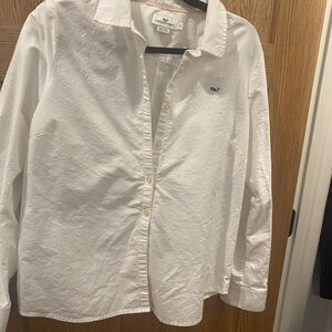 Vineyard Vines White and Pink Trim Shirt